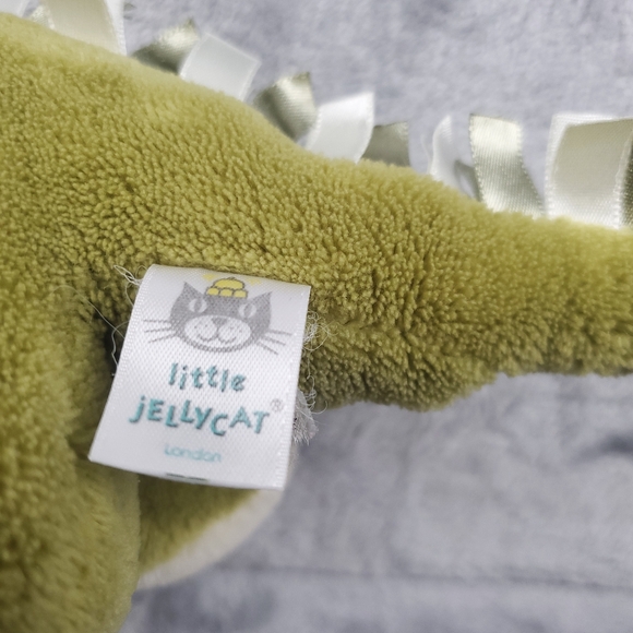 Little Jellycat Green Dinosaur Plush Brontosaurus Stuffed Animal Ribbons 11.5" - Picture 7 of 8